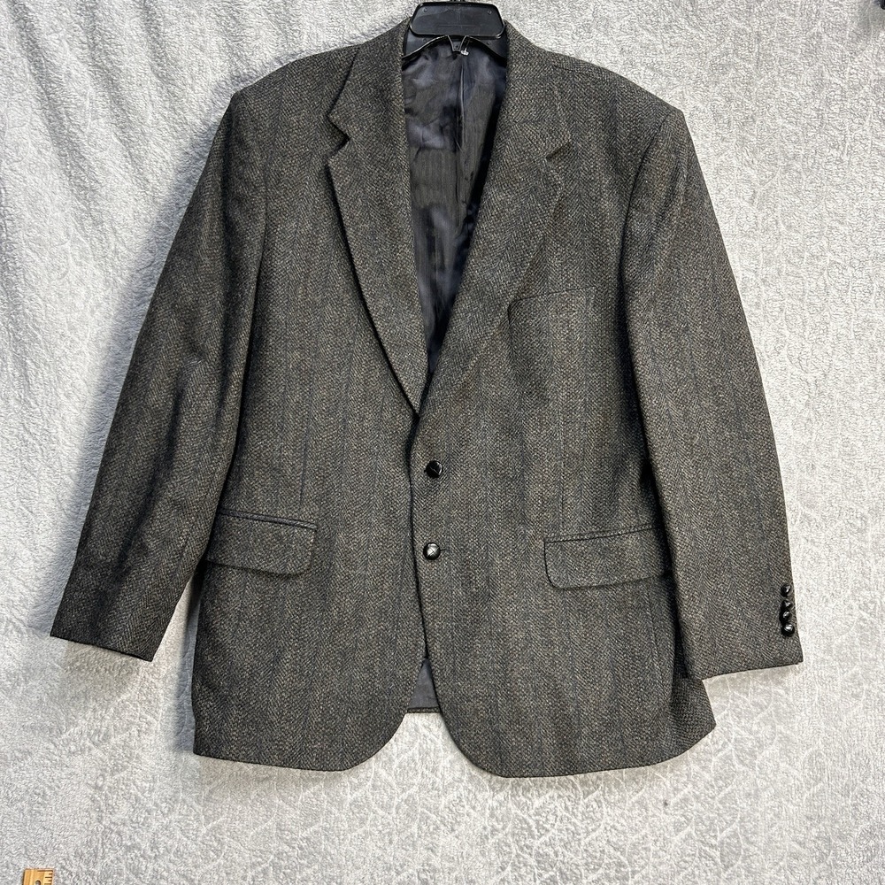 Austin Reed Men's Wool Blazer 46R Brown Gray Herringbone 2 Button Sport Jacket